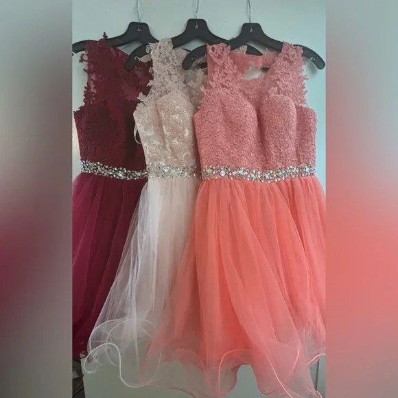 New Appliques Prom Dresses Short Tulle Homecoming Party Cocktail Gowns - Picture 9 of 14